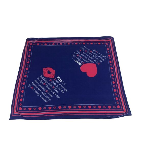 vintage bandana Kiss And Hearts Navy Blue And Pink RN‎ 13960 main image 5
